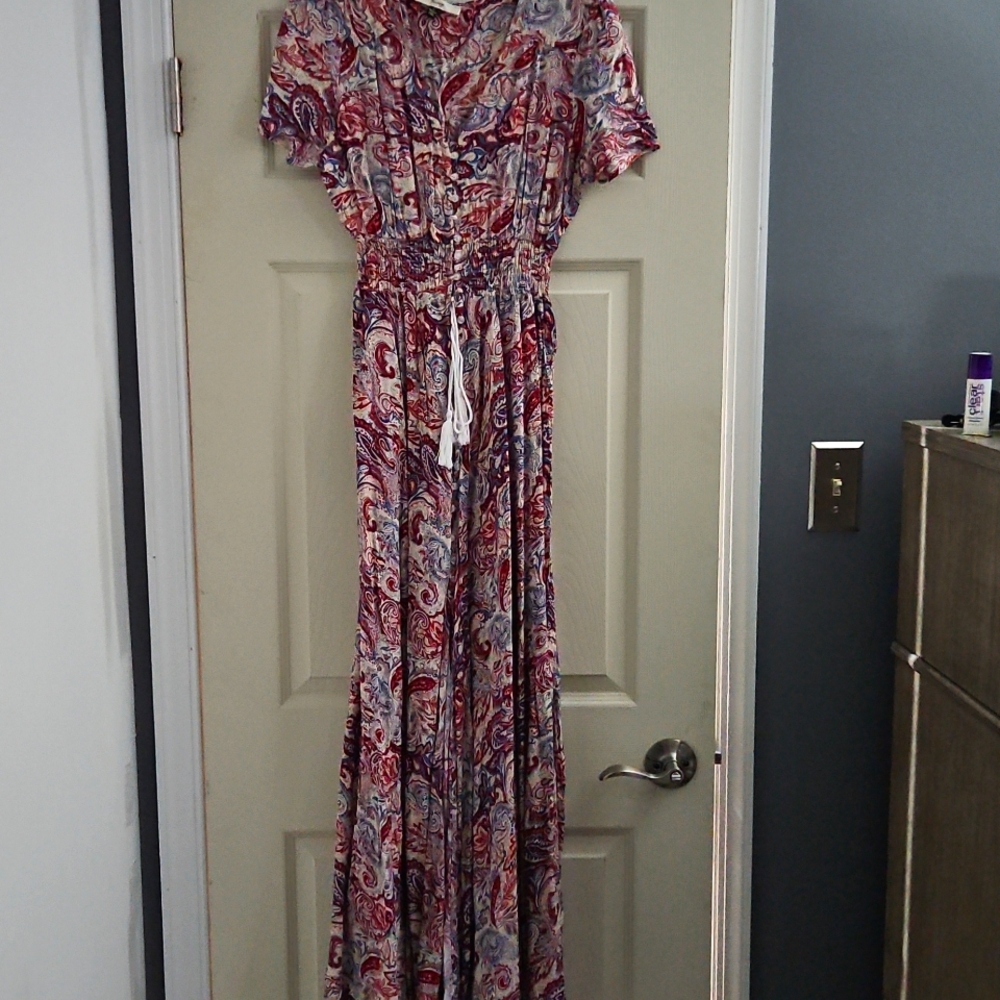 Paisley Maxi Dress with Tie